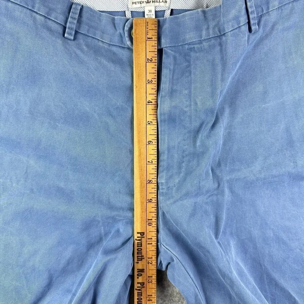 Peter Millar Shorts Mens 38 Blue Winston Washed Twill Chino Pima Cotton Preppy